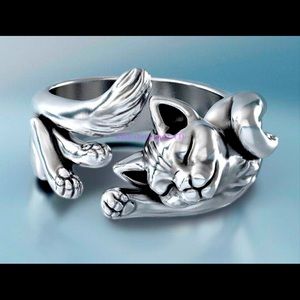 925 Sterling Silver Lazy Cat Ring